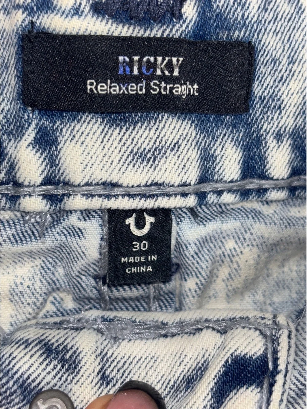 True Religion Ricky Jeans Mens 30 Acid Wash Relaxed Straight Y2K Denim